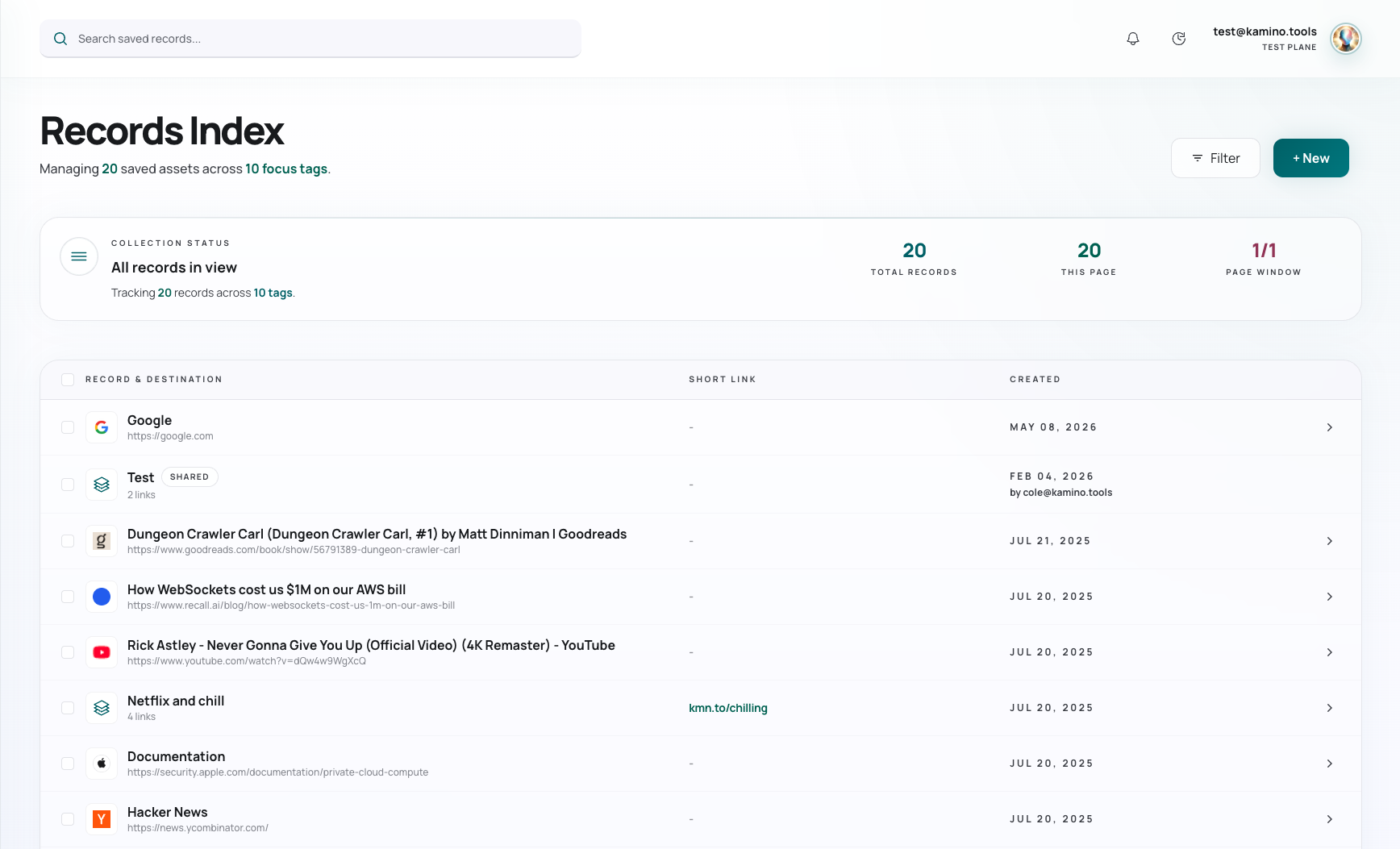 Kamino links preview in light mode